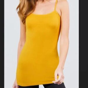 Basic Layering Tank Camisole Longer Length Mustard Yellow 3XL 3XXX